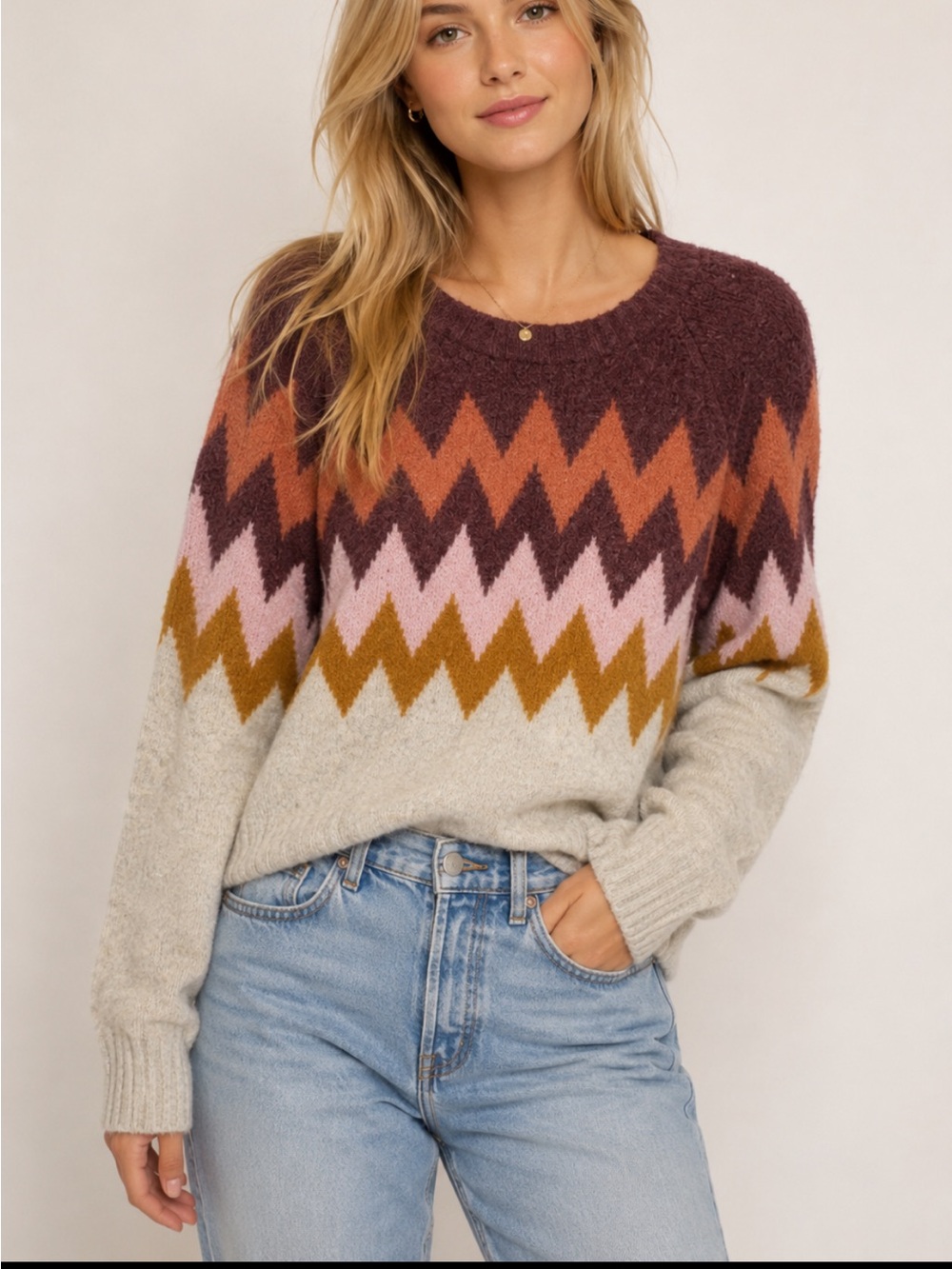 Madewell Heather Fog Delwood Fair Isle Pullover Sweater Size Large 54543